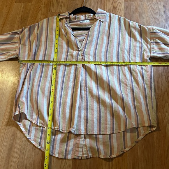 Madewell Courier Button Back Shirt in Rainbow Stripe - Picture 5 of 8